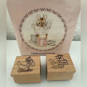 Beatrix Potter Tailor of Gloucester 1976 Vtg Mini Puzzle & Two Rubber Stamps